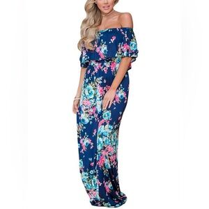 Bellamie Floral Off-Shoulder Maxi Dress